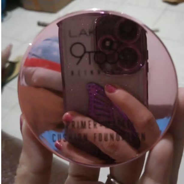 lakme primer + matte cushion foundation. no dus.
