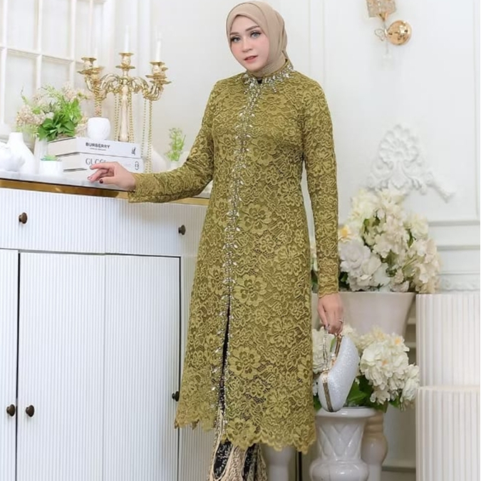 Tunik Brokat Kebaya Modern // Baju kondangan Ukuran L Sampai 5L Jumbo