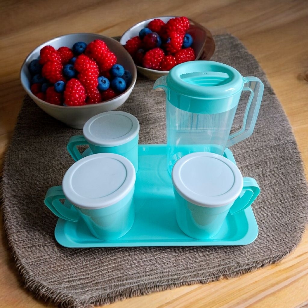Set teko+gelas 3 pcs plastik wadah minuman es dan teh