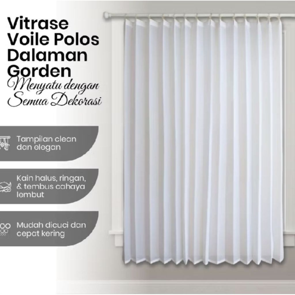 vitrase gorden putih polos gorden vitrase tirai gorden vitrase polos