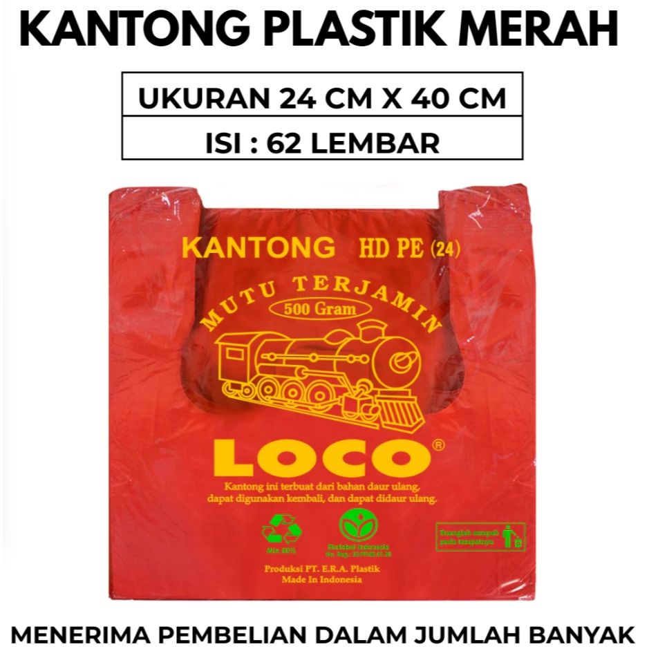 Kantong Plastik Kresek HDPE Loco Tebal Merah Kantong Plastik Kresek Warna Merah Plastik Loco Tebal U