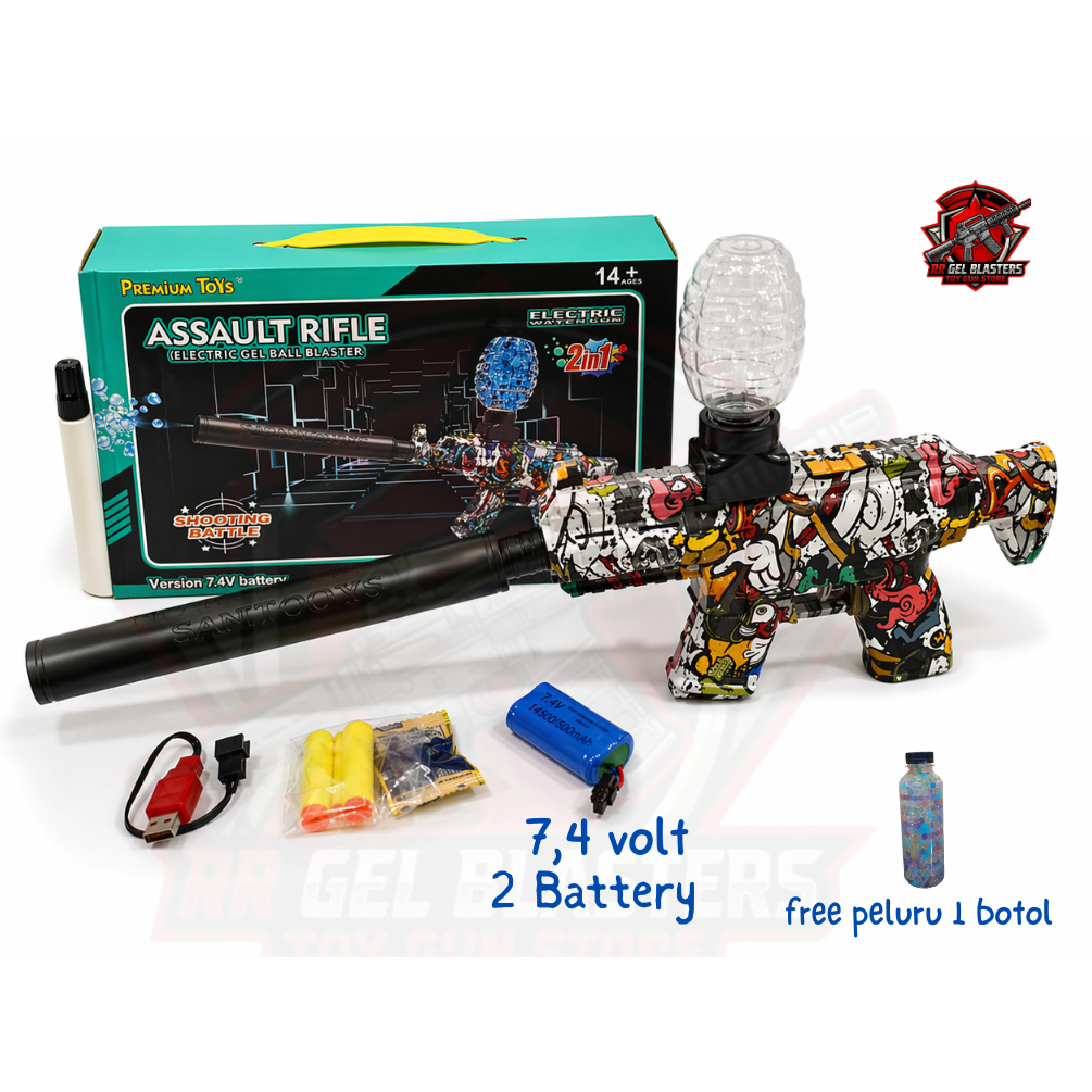 Tembakan Water Gel ASSAULT RIFLE M416 (2Battery 7,4v)-Tembakan mainan anak water gel blasters