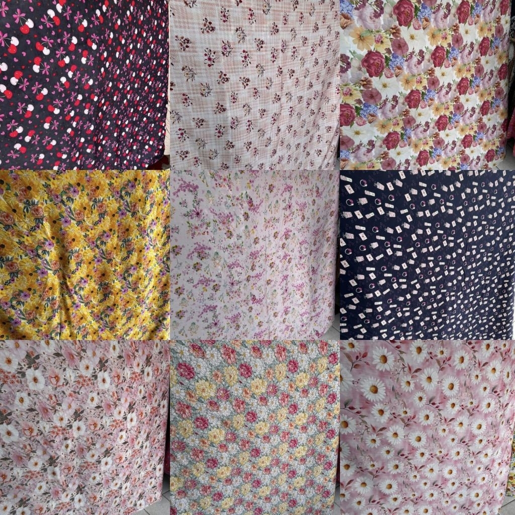 [ 0.5 Meter ] Kain Katun Rayon Motif Viscose Premium import Terbaru _Kain Rayon Eceran_Kain Rayon Pr