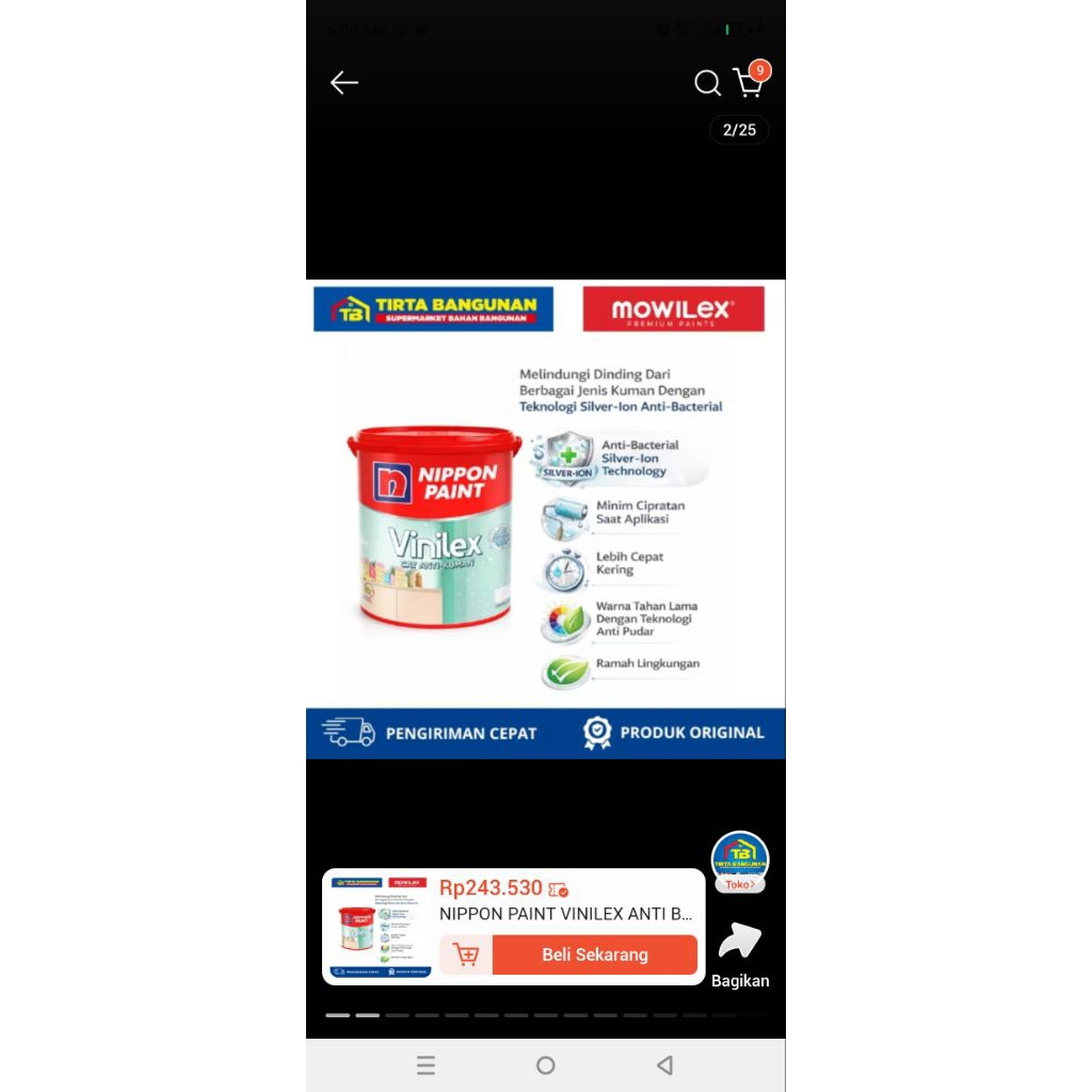 Nippon Paint Vinilex Cat Tembok 5kg Pearly White