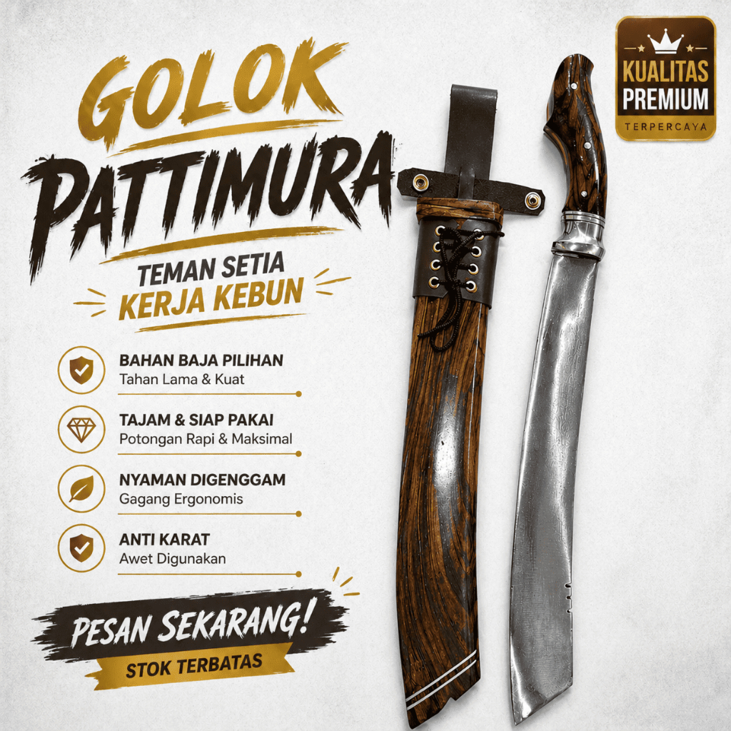 Golok Pattimura 40cm Serbaguna Tajam Siap Pakai + Bonus Songket Pinggang