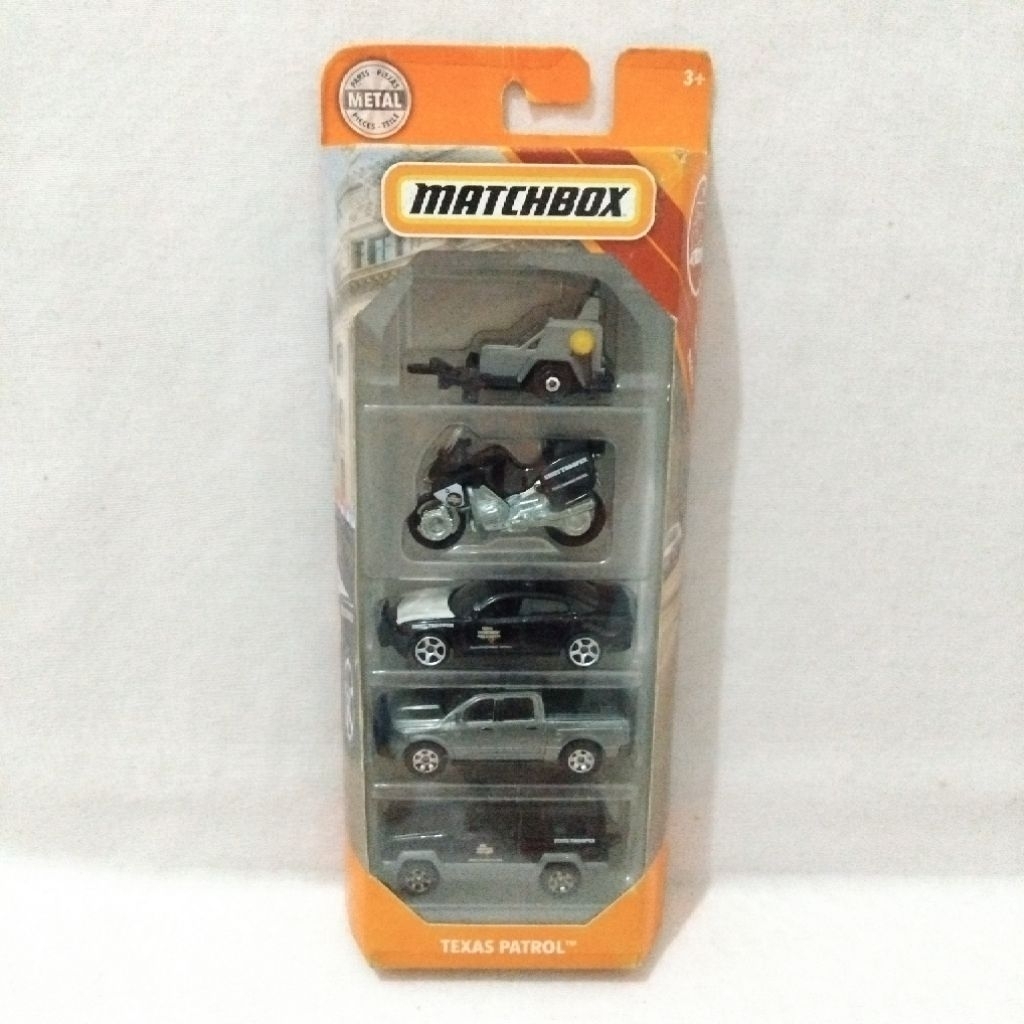 Matchbox MBX Rescue Pack - ISI 5 PCS - Texas Patrol Police Motor Diecast Skala 1:64 Mainan Mobil Pol