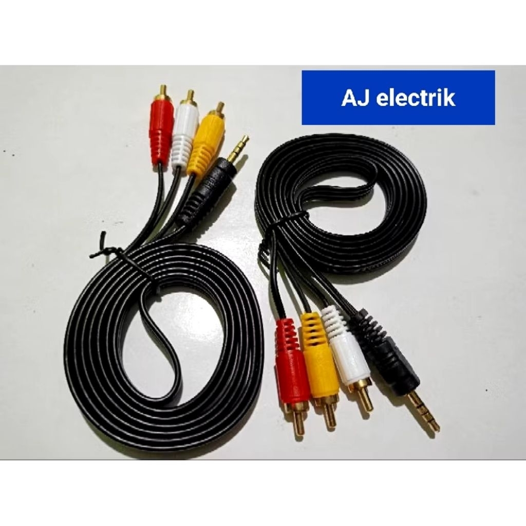 KABEL AUDIO VIDEO 1 JAK MINI TO RCA 3 / KABEL 3-1 AV TO RCA 1,5mtr. Kualitas Bagus