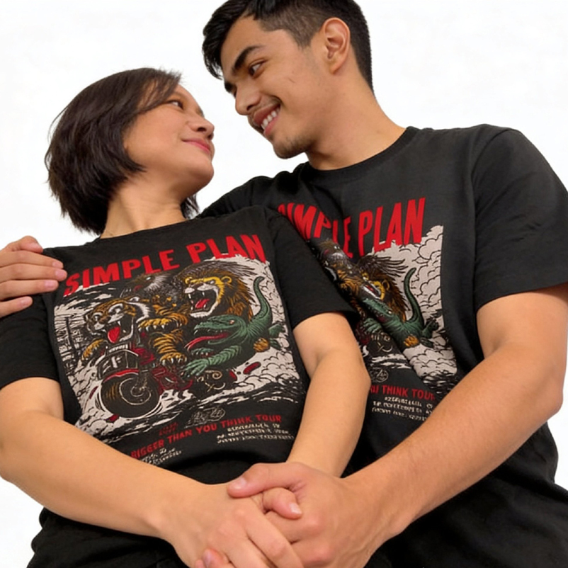 Kaos Simple Plan Band Tour Indonesia TSHIRT 100% COTTON ||| Kaos Casual Bahan Katun Premium Kombed 3
