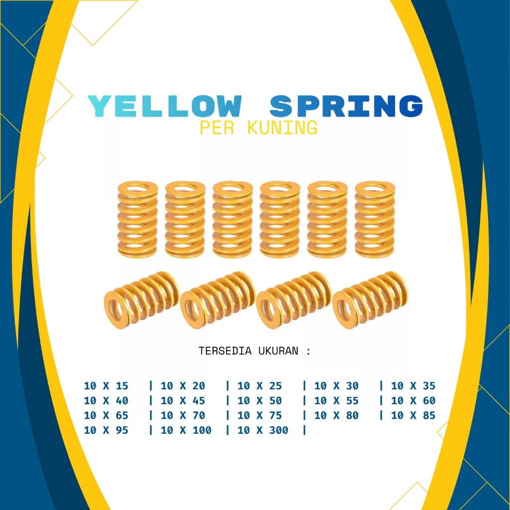 Yellow spring Per Kuning OD 10mm ID 5mm Panjang 15-300mm Yellow Mould Spring 10 mm