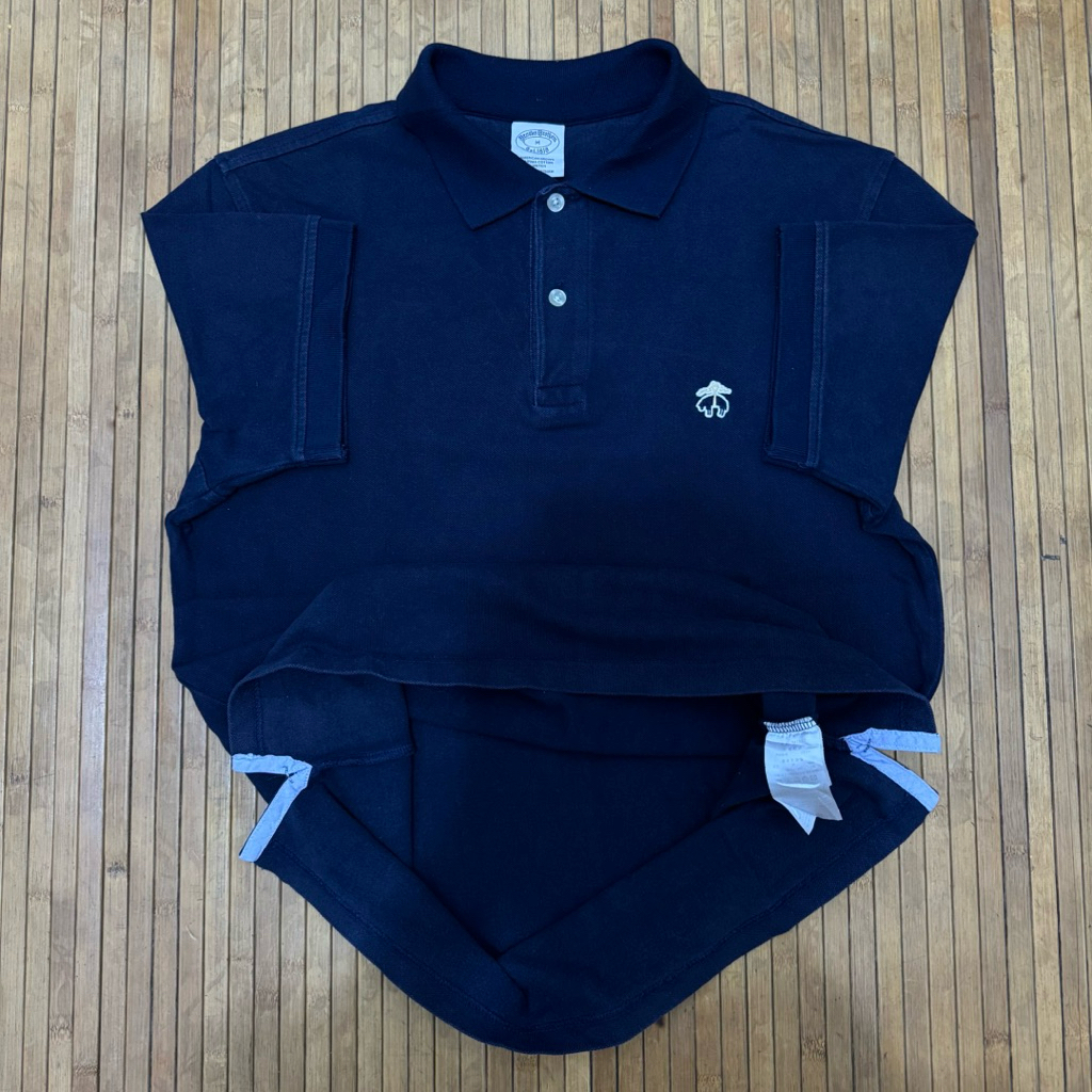 BROOKS & BROTHERS DARK NAVY SUPIMA COTTON CASUAL SHORT SLEEVE POLO SHIRT ermenegildo zegna