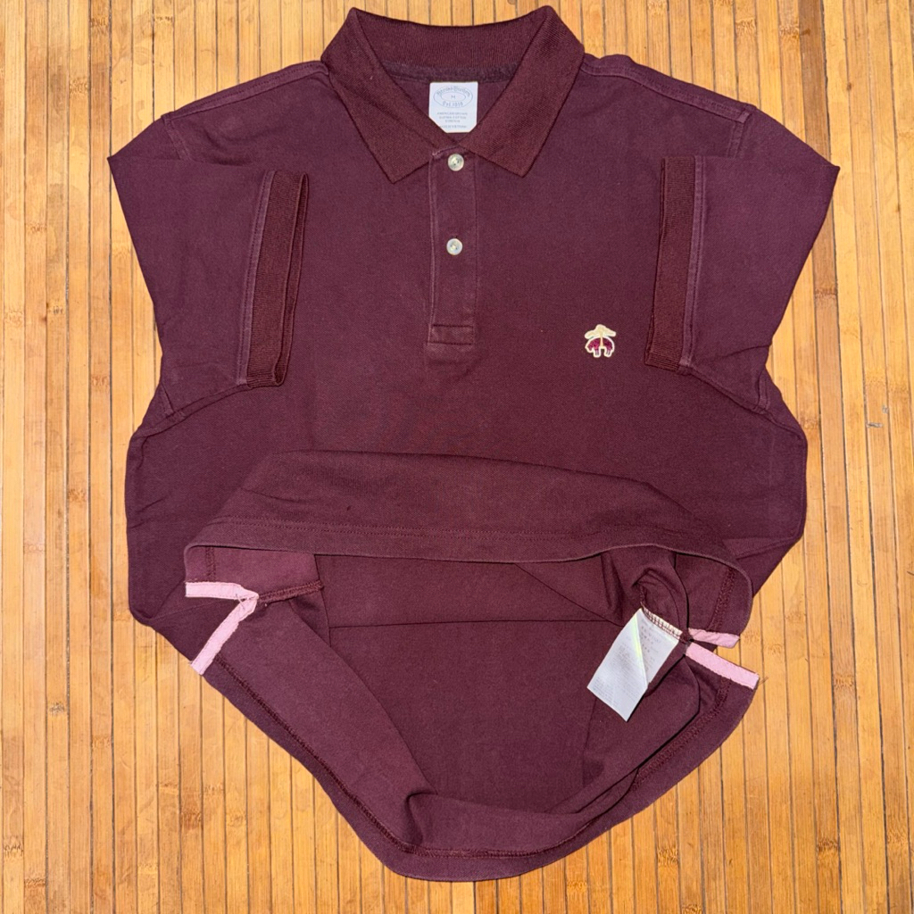 BROOKS & BROTHERS BURGUNDY SUPIMA COTTON CASUAL SHORT SLEEVE POLO SHIRT ermenegildo zegna