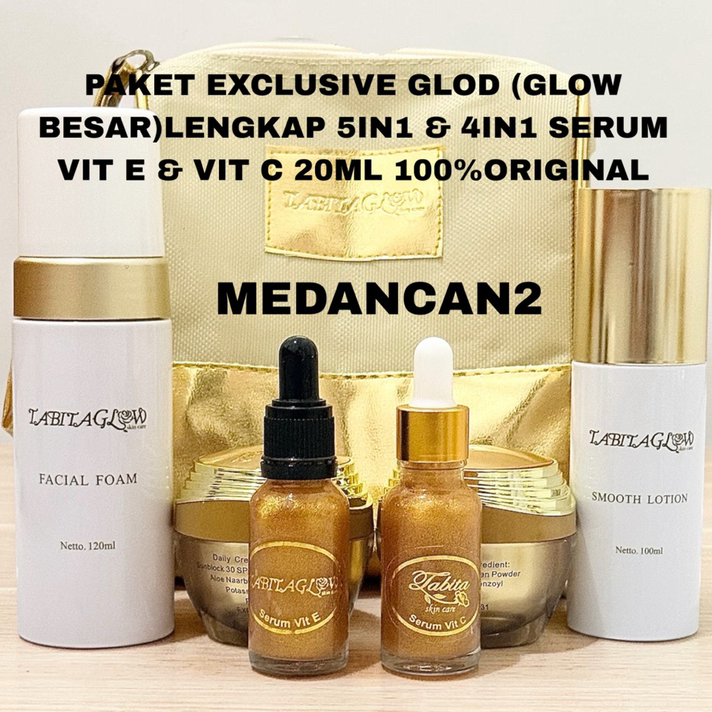 MC-PAKET EXCLUSIVE GLOD (GLOW BESAR)LENGKAP + GLOWING & WHITENING 20ML 100%ORIGINAL