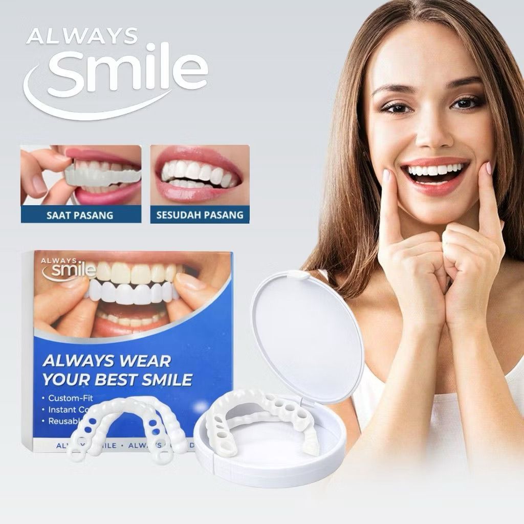 Always Smile Gigi Palsu Instan Veneer Teeth Lepas Pasang 1 Set Atas Bawah / Gigin Palsu Veneer Insta