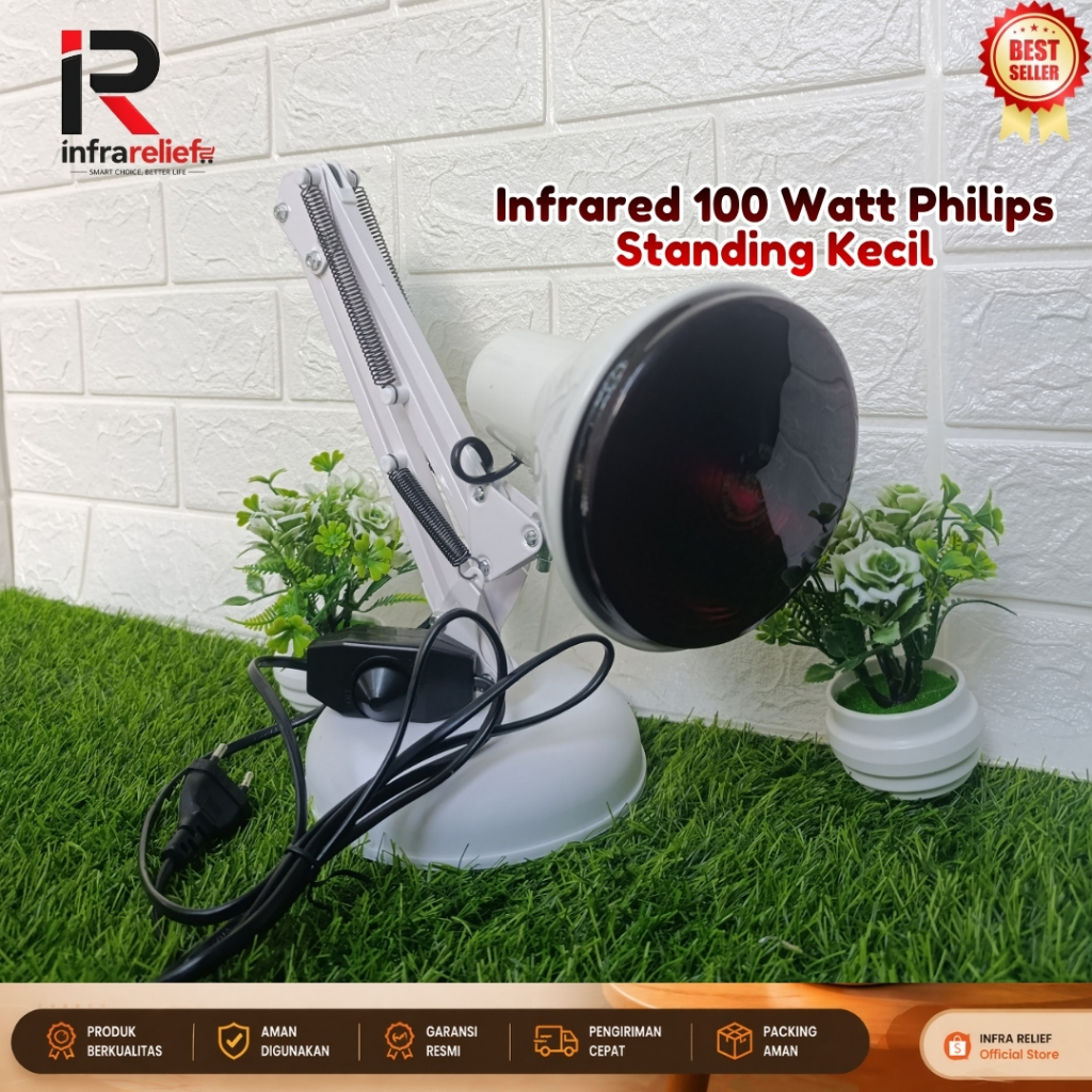 Lampu Terapi Infrared Standing Kecil Bohlam Philips 150W Dimmer