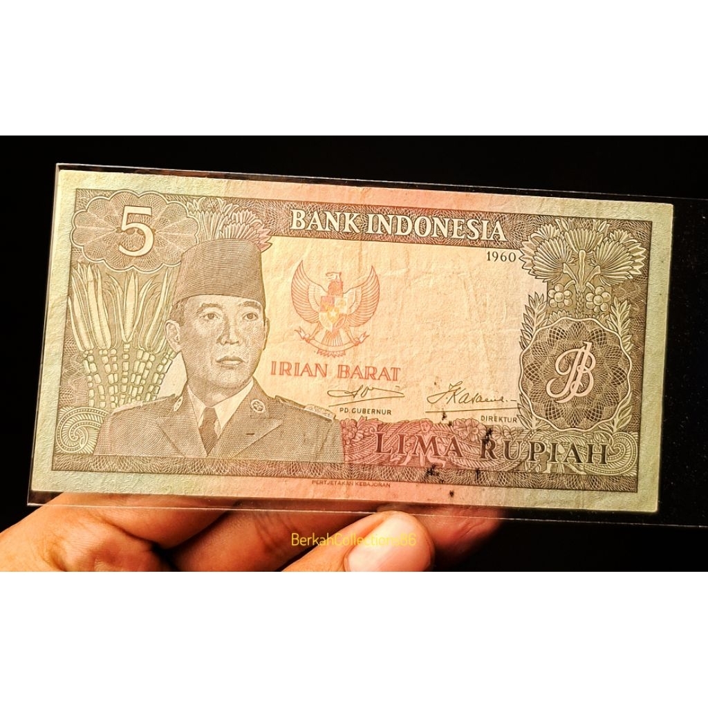 uang 5 rupiah seri sukarno irian barat 1960 asli
