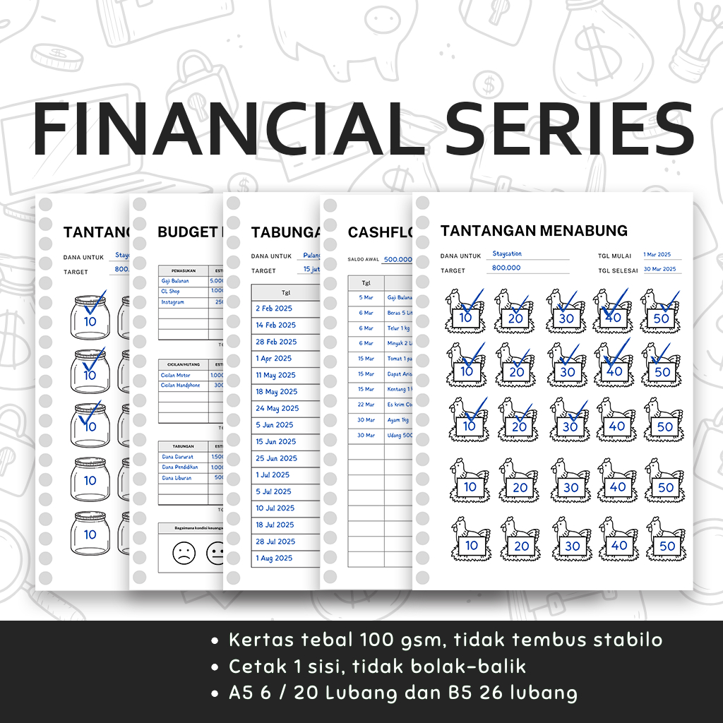FINANCIAL SERIES - Loose leaf Isi Kertas File binder A5 B5 Tebal Refill Map Binder finansial keuanga