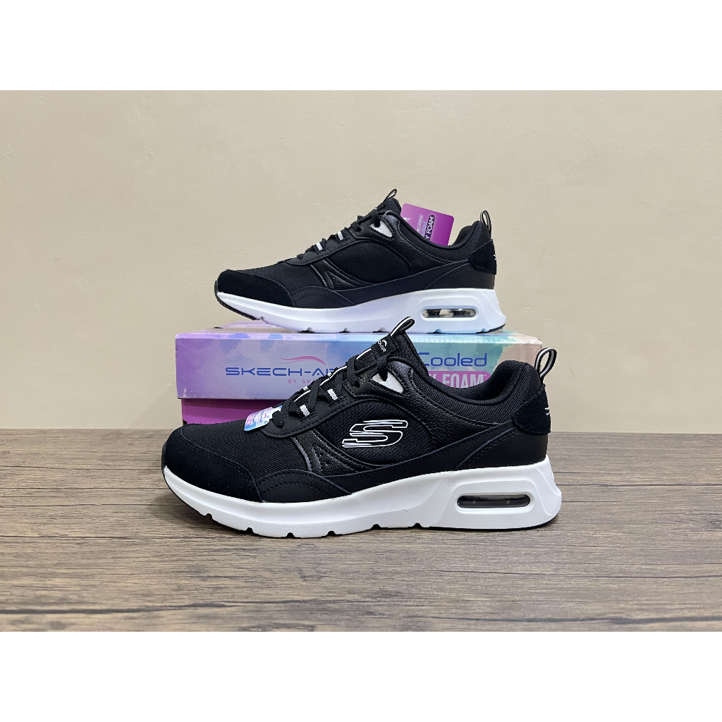 Sepatu casual wanita Skechers Skech Air Court Retro Avenue Black white 150075/BKW Original