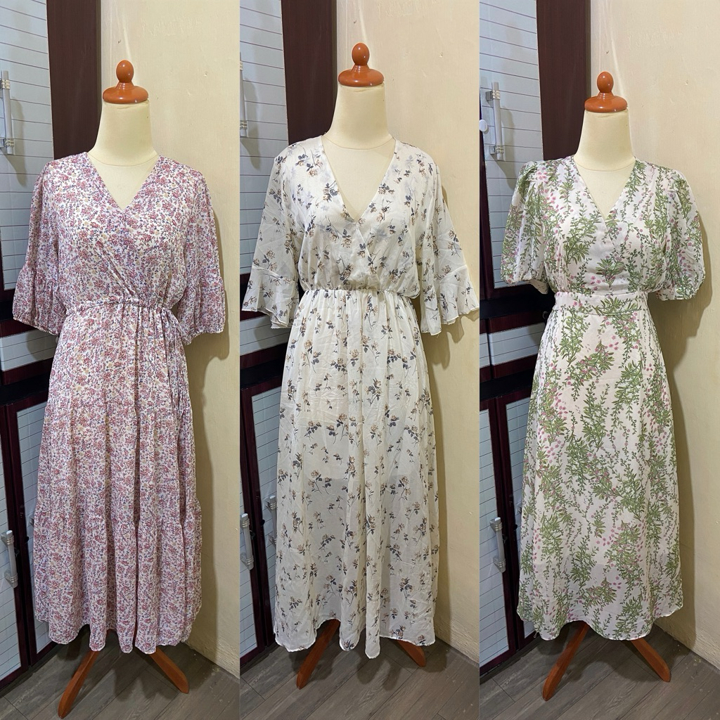 Dress Katun Sifon | Gamis | Dress Korea Kekinian Remaja Dewasa |  Dress Flowy Elegan