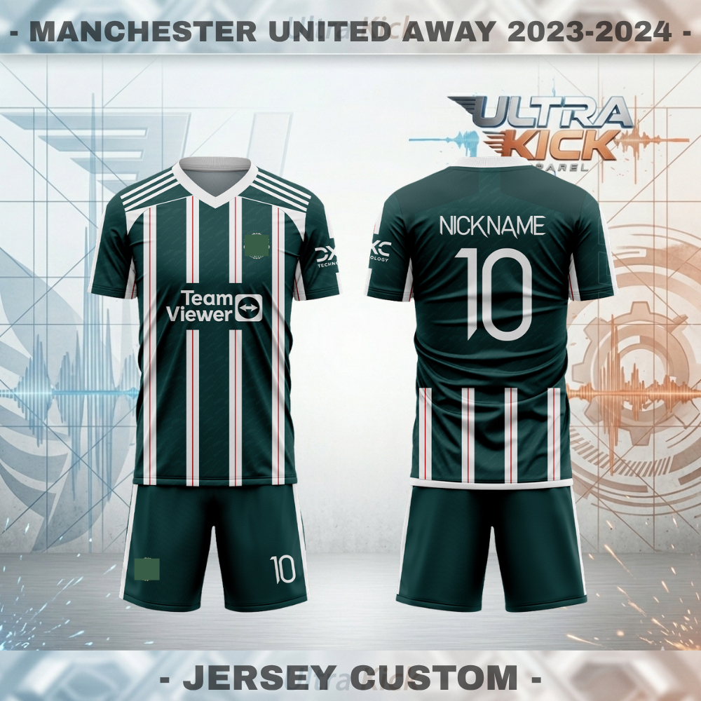 Jersey Sepak Bola Custom Manchester United Away 2023-2024 Pendek Free Custom Nama dan No Punggung Fu