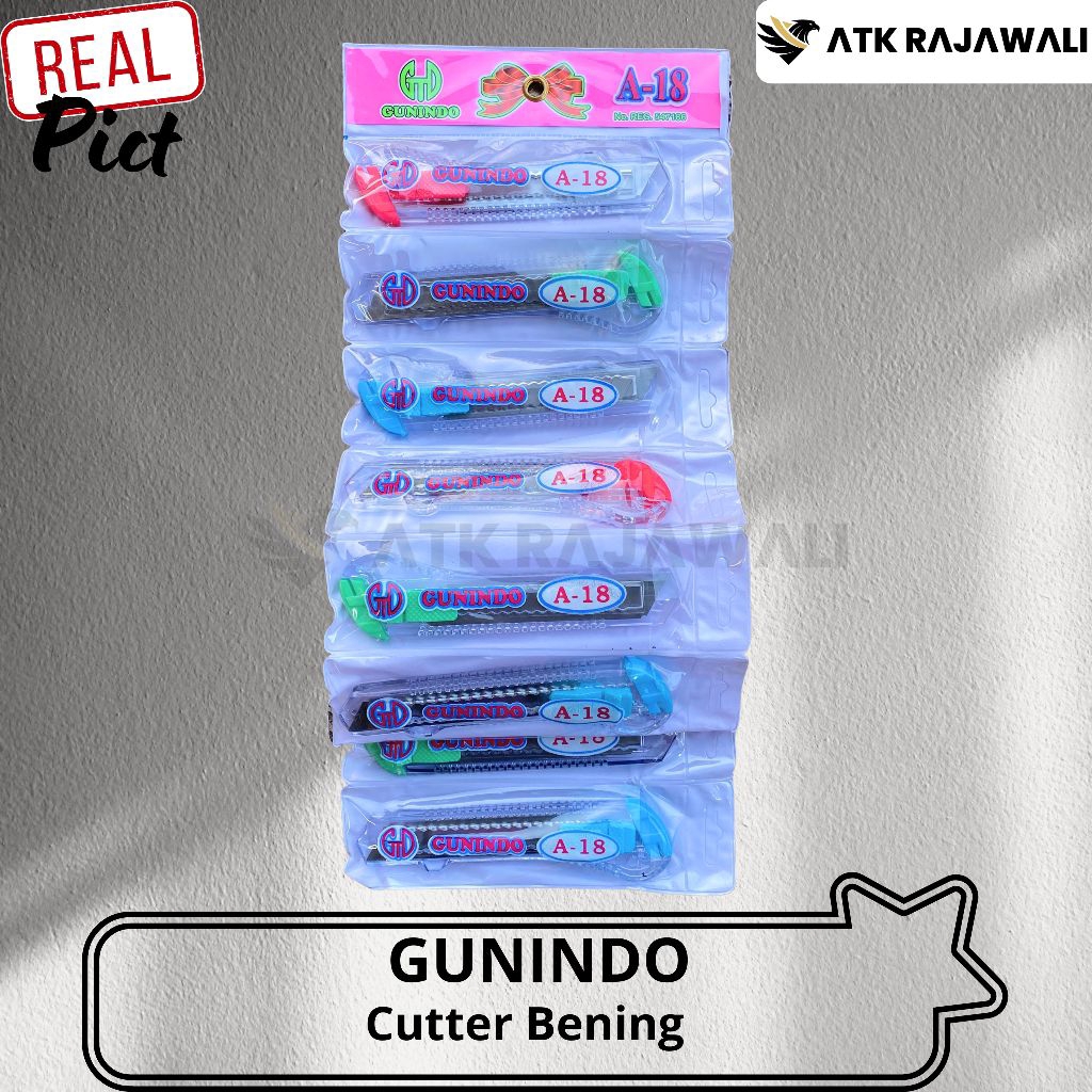 Cutter Gunindo A-18 / Cutter Gunindo Besar / Cutter Transparan / 1 Lembar Isi 12 Pcs