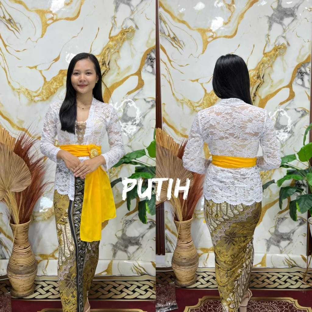 SETELAN KEBAYA BRUKAT+ROK SPAN MELAR + SELENDANG POLOS/setelankebayaadatbali/setelankebayamurah