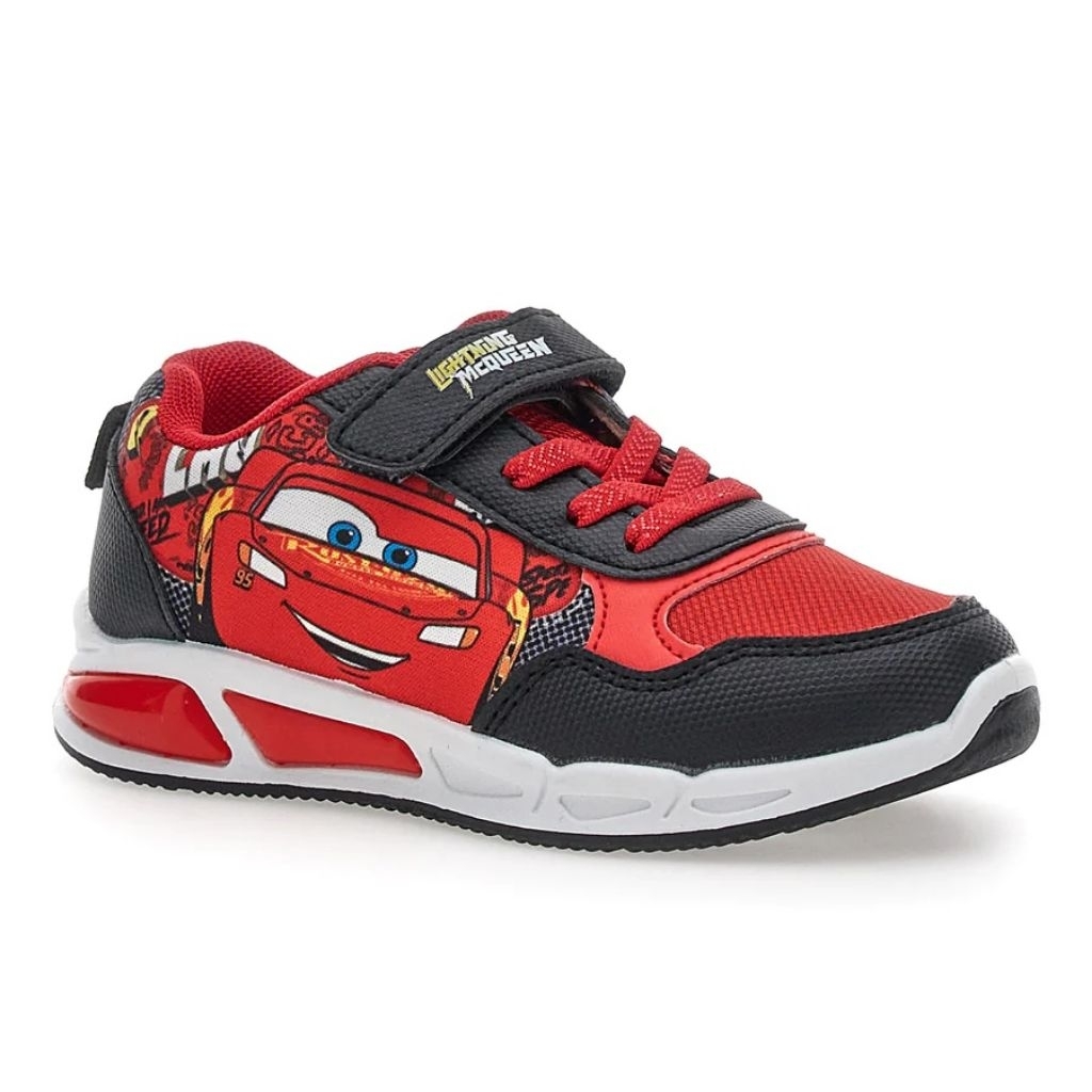 Sepatu Anak Lampu LED Disney Cars Lightning McQueen Rust-Eze Merah Hitam Sneaker Laki Laki Original 