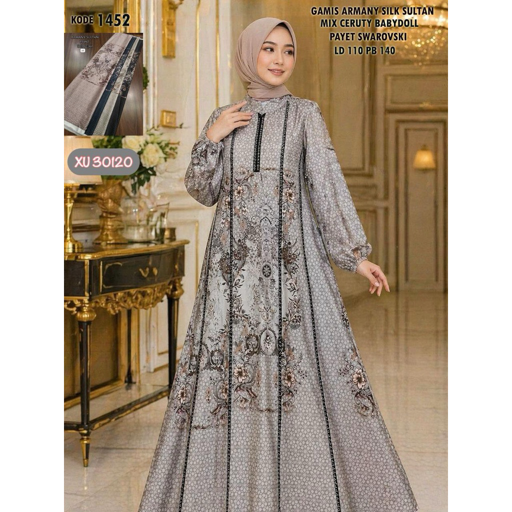 (ISI 2 PCS) XU 30120 Gamis - TRESNA MUSLIM Gamis Armani Silk Mix Ceruty Babydoll Polos