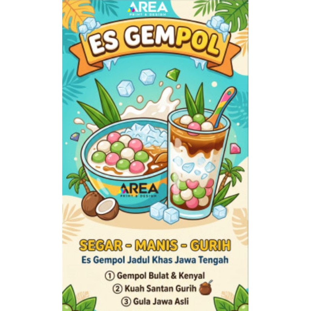 mmt banner es gempol jadul minuman tradisional khas jawa tengah | 60x100 cm flexi 280 gsm | stand ba