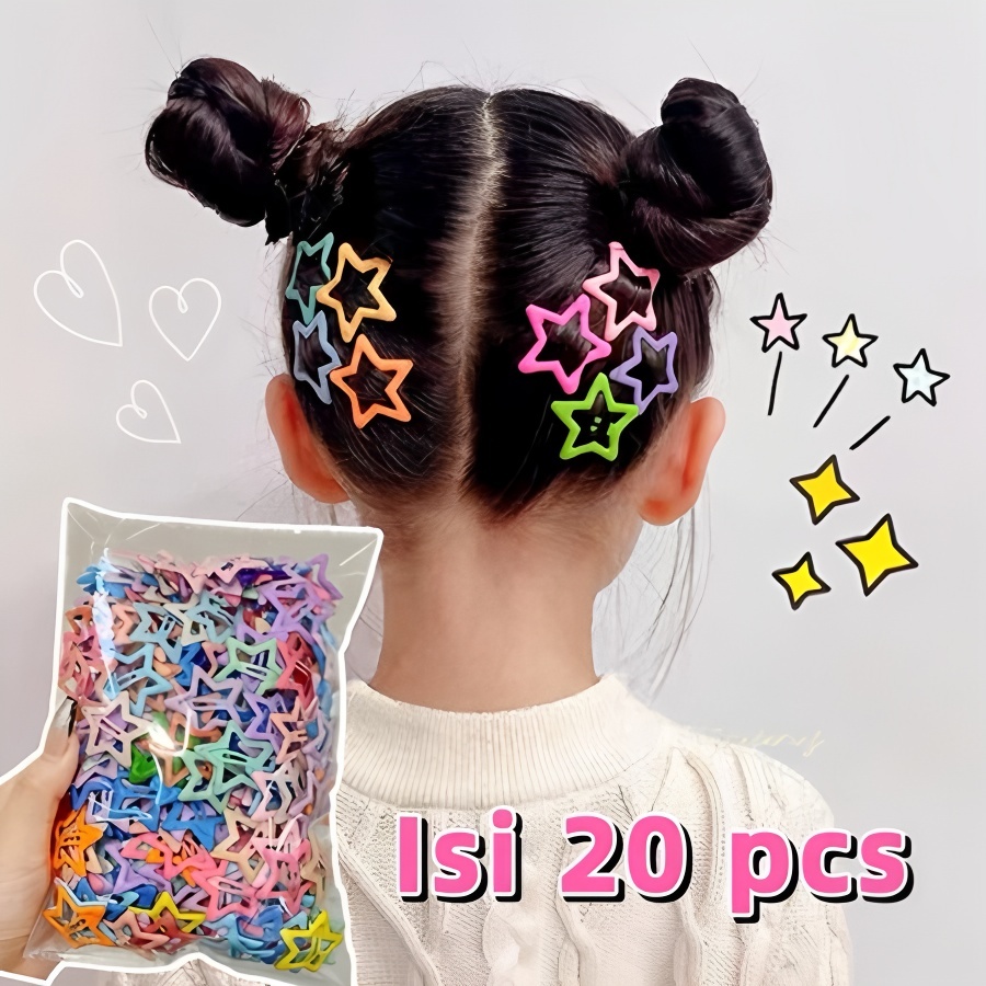Biru Cool 20PSC Jepit Rambut Anak Perempuan Kaleng Gaya Baru Jepit Rambut Bintang jepitan rambut kor