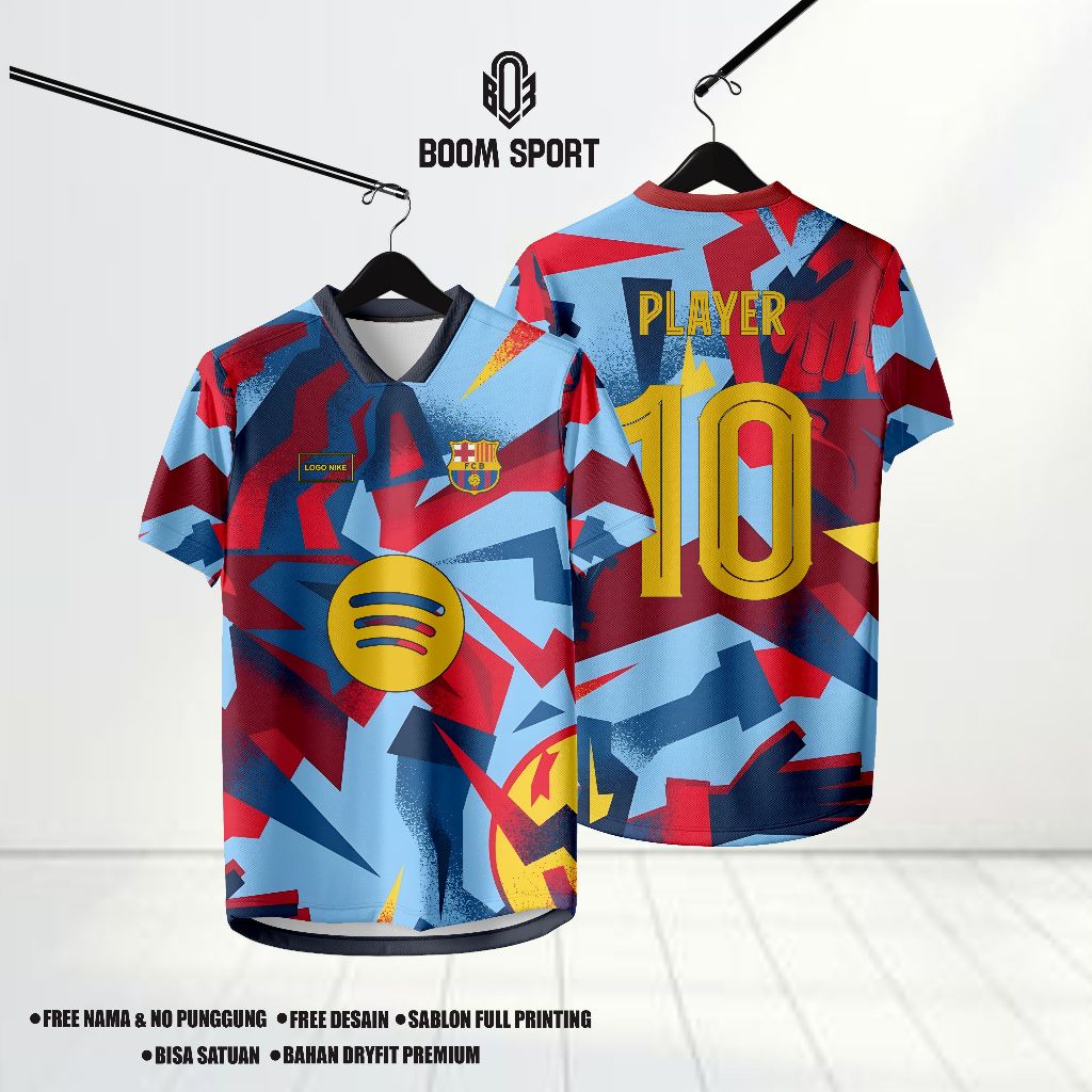Jersey Barca PRE-MATCH PARA EL 2026 Terbaru Full Printing Free Custom Nama & Nomor Punggung
