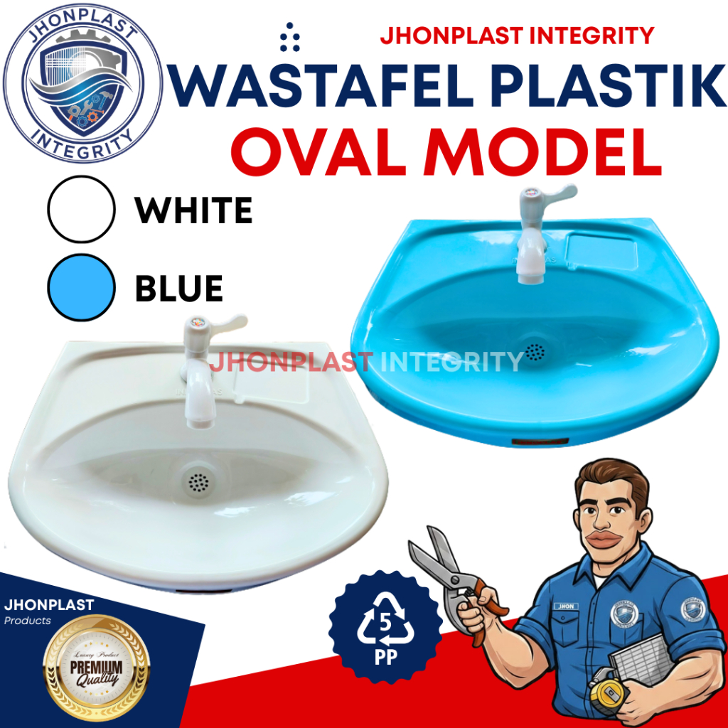 JHONPLAST - Wastafel Innoplas Plastik Model OVAL Minimalis Mini Polypropylene Lengkap 1 Set