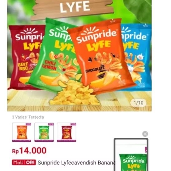 sunpride LYFE chips banana lyfe sunpride keripik Pisang snack promo keripik buah Pisang