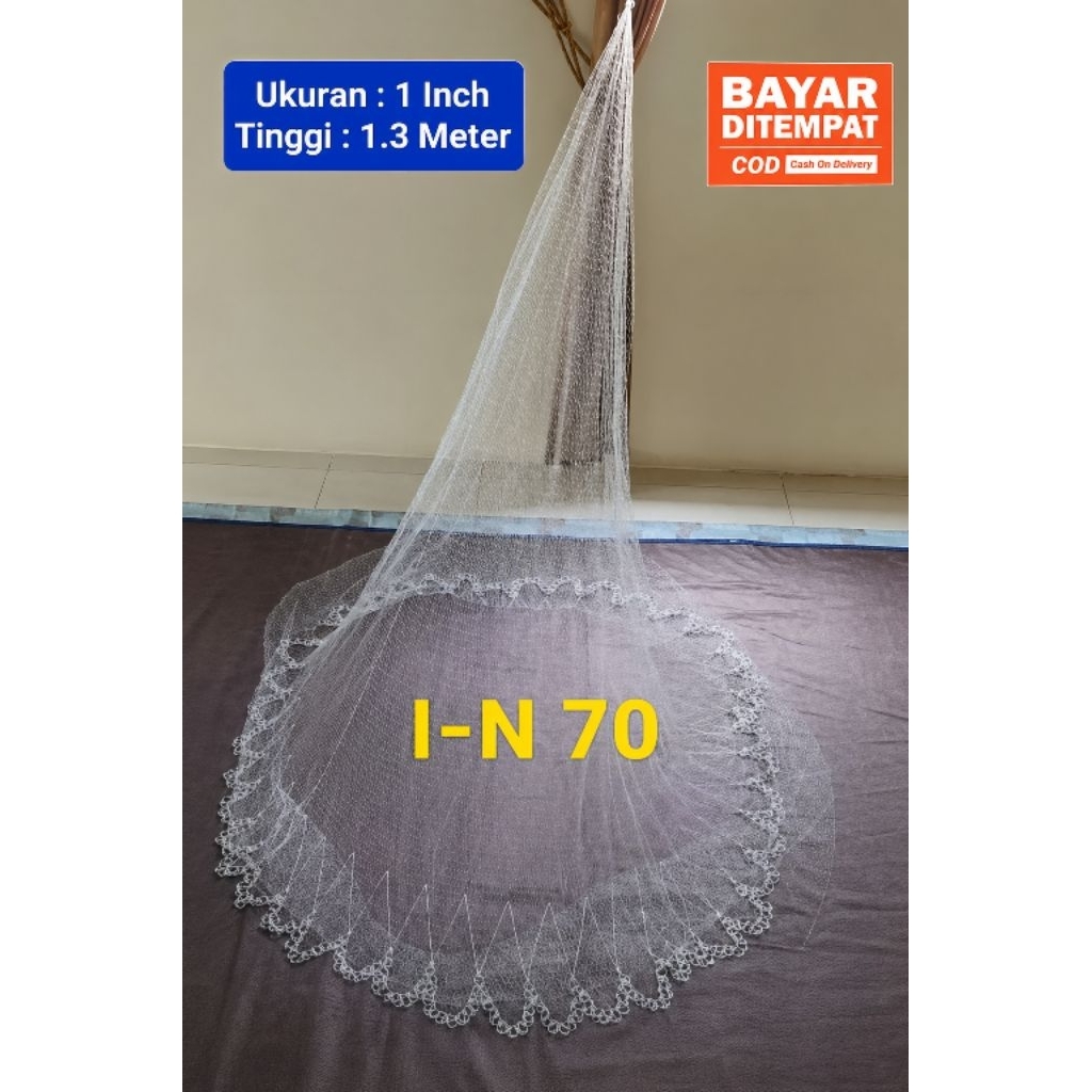 (Sejabi) TERMURAH... Jala Lempar Ikan Ukuran 1 inch Tinggi 1,3 Meter Bahan Senar/Tansi 0.25 Mm