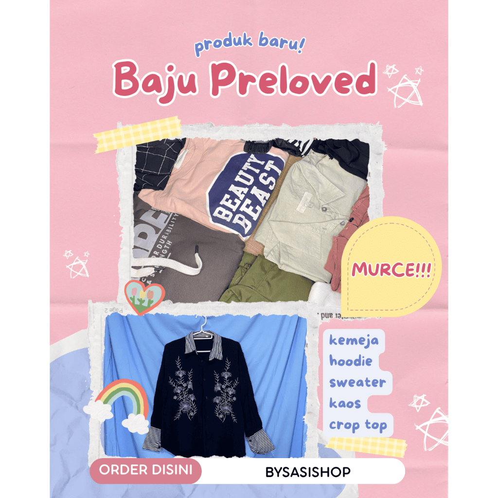 Baju Preloved Wanita Pria | kemeja | hoodie | sweater | kaos | crop top | murah