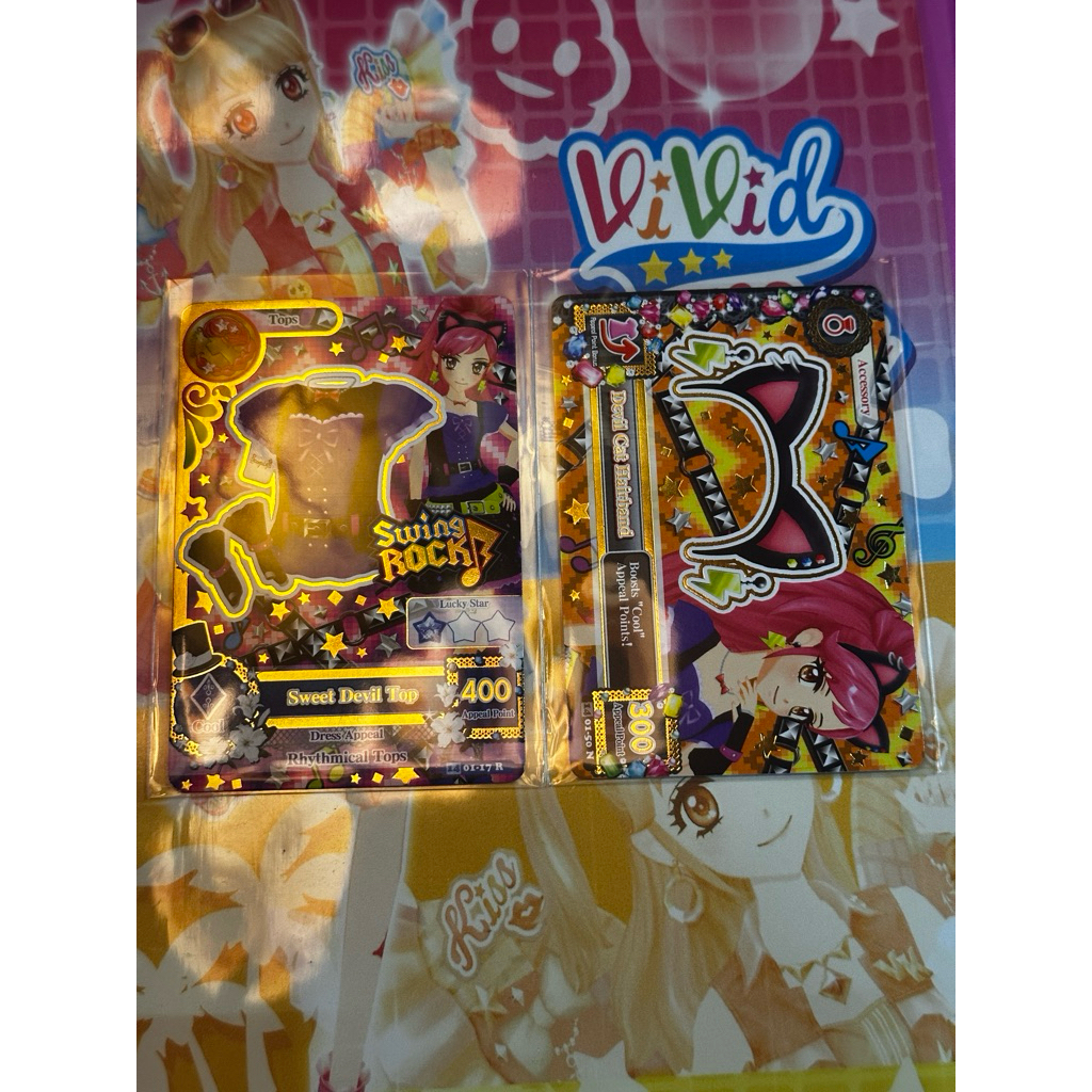 (Rare Zodiac) Kartu Aikatsu Official Seira Otoshiro Swing Rock Sweet Devil Top-Devil Cat Hairband