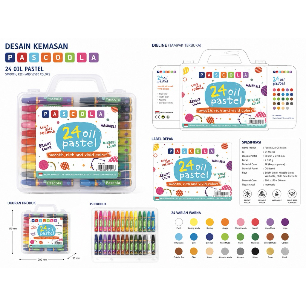 CRAYON / OIL PASTEL CRAYON STANDARD PASCOLA 24 ( 24 WARNA)