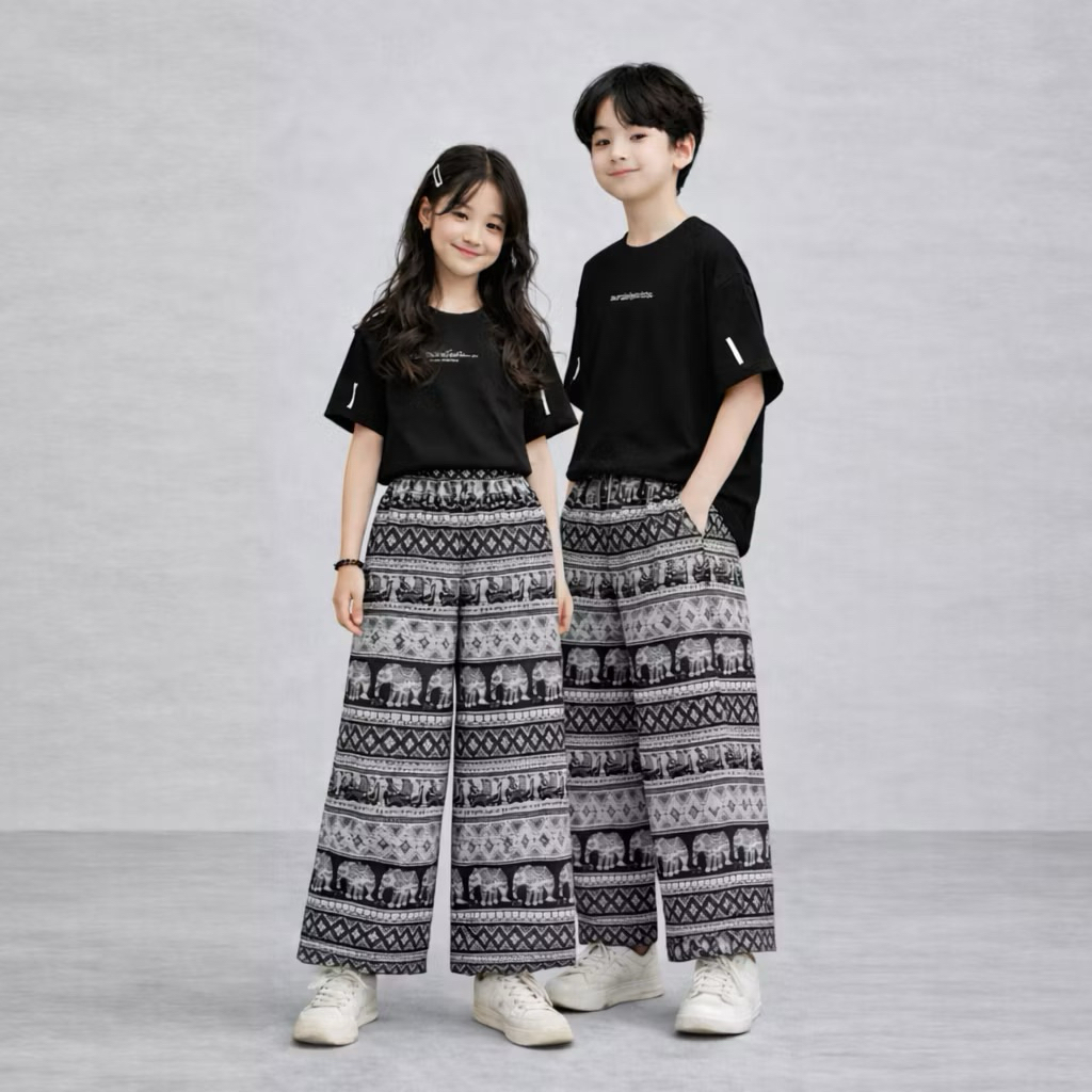 Celana Gajah  bahan RAYON Anak Usia 6 - 12Tahun Celana kulot anak motif gajah terbaru