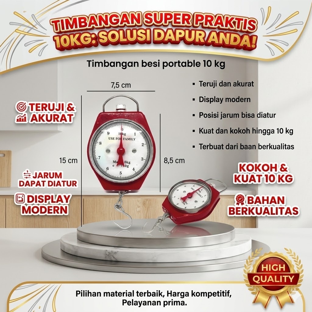 KOALA Timbangan Gantung 10kg Besi - Timbangan Dapur Kiloan Mini Manual - Hanging Scale Jarum Premium