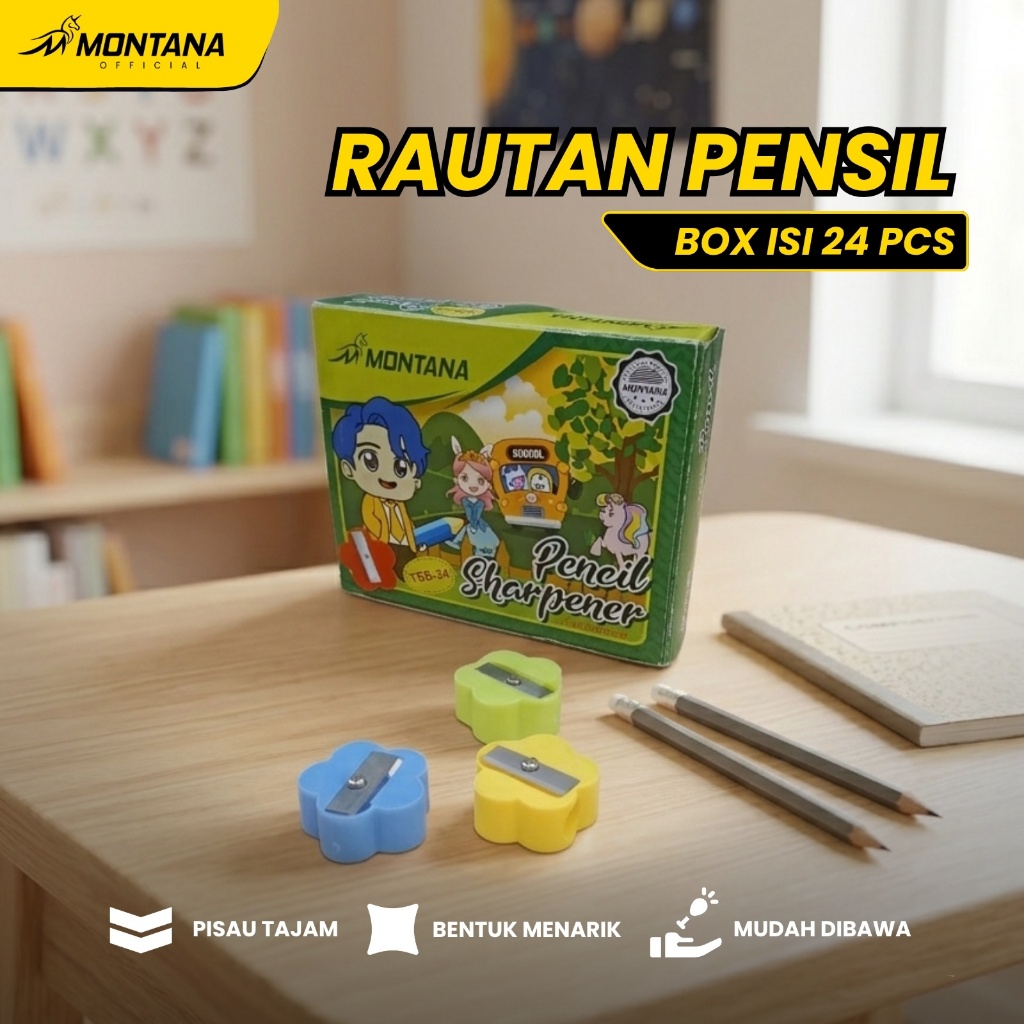 MONTANA Rautan Peraut Pensil 24 Pcs Pencil Sharpener Serutan TSB-24