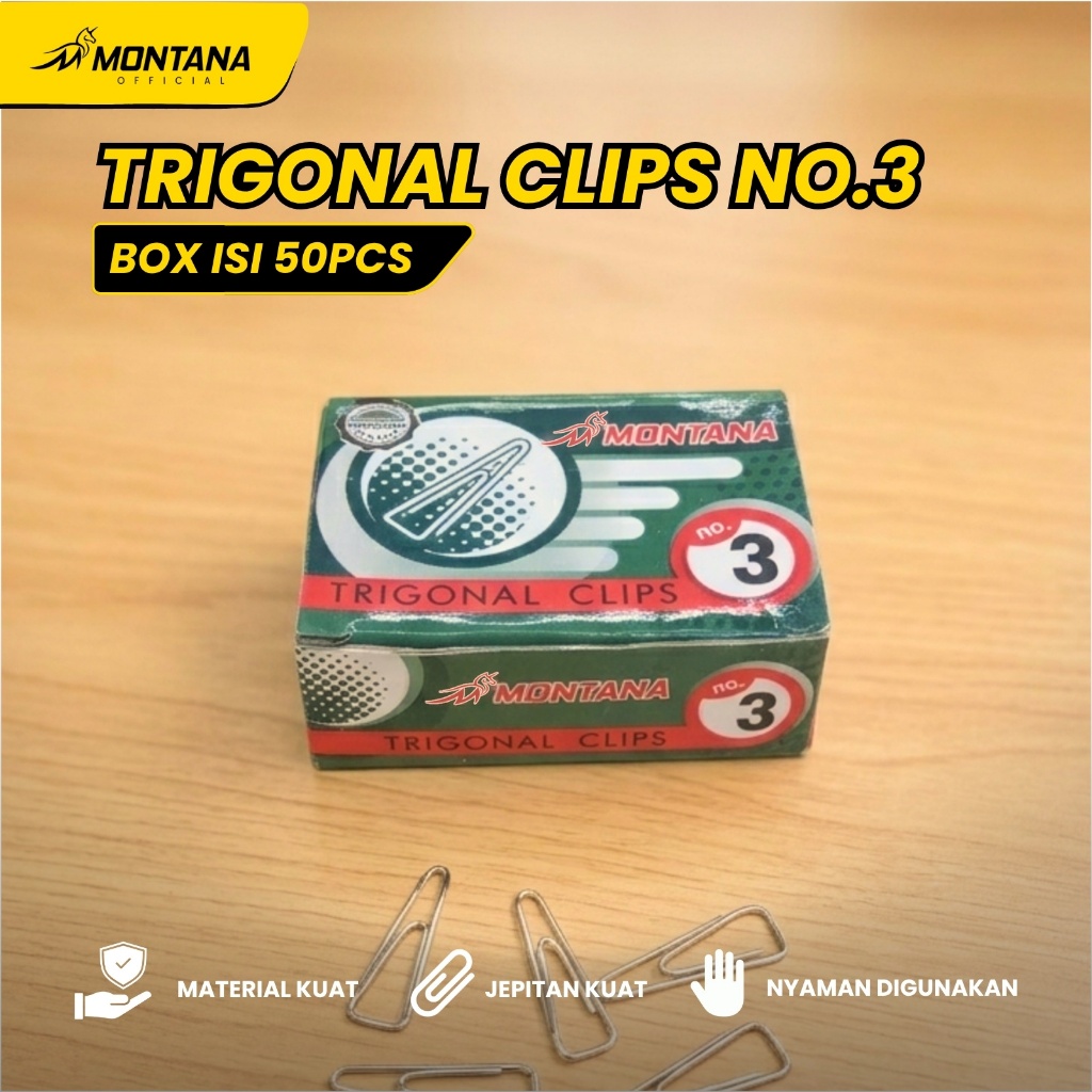 MONTANA Trigonal Clips Penjepit Kertas No. 3 25mm Paperclip Klip Segitiga No.3/Retail