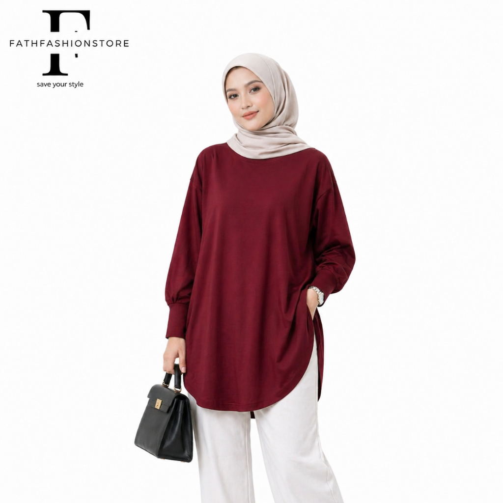 Kaos Tunik Wanita Oversize Simple | Tunik Polos Casual Modern