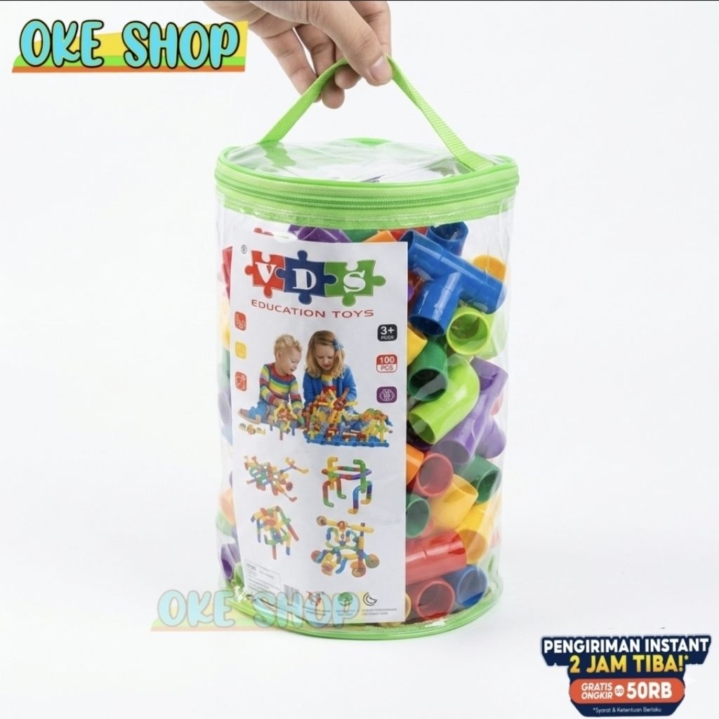 Mainan Edukasi Anak Blok Pipa /Education ToysBlock Pipa 100PC
