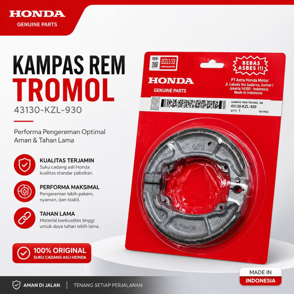 (COD) Original!!! Kampas Rem Belakang Asli HGP Honda Beat Scoopy Vario 125 150 160