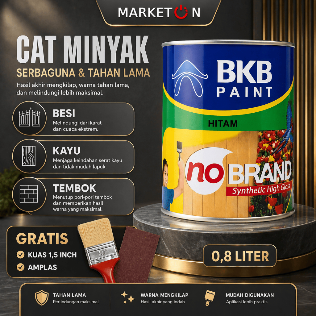 Cat Minyak BKB - Cat 0,8 liter I Cat Minyak Anti Karat & Tahan Air untuk Besi, Kayu, Tembok I Cat Be