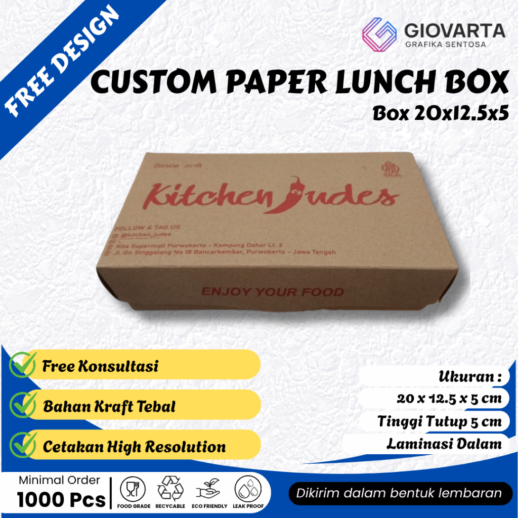 Lunch Box Size L / Box Makanan / Lunch Box Paper / Paper Box Lunch Custom Design