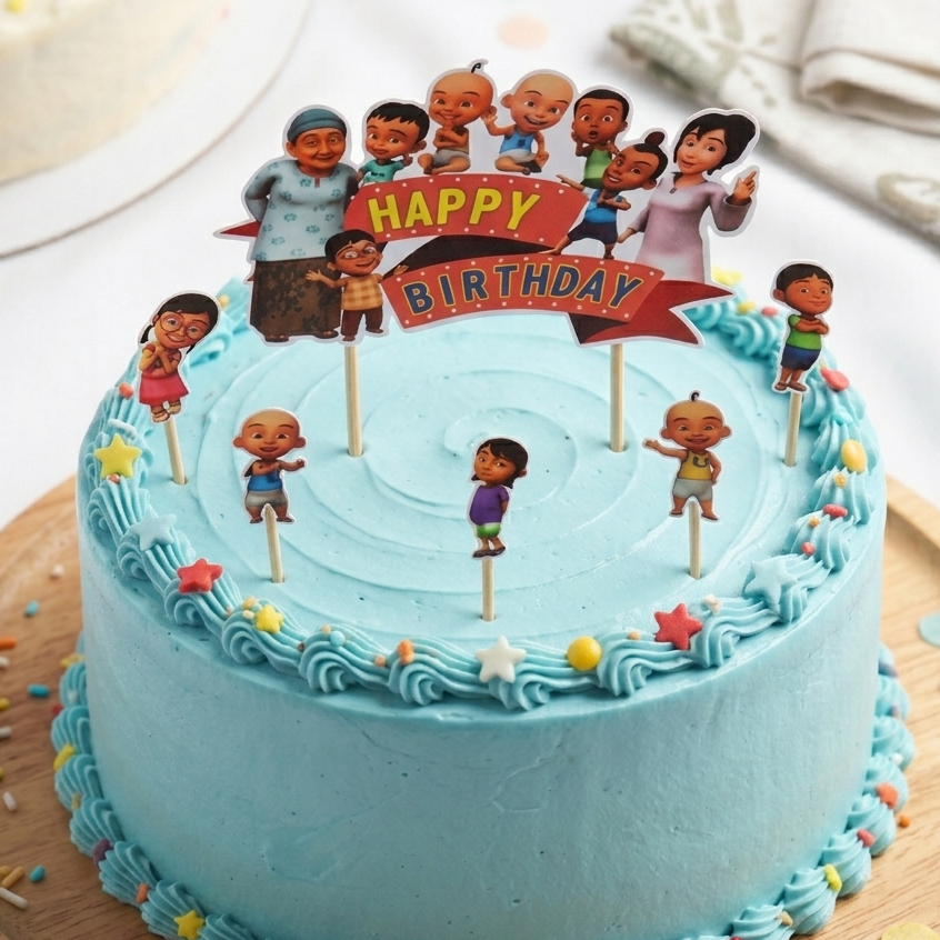 Cake Topper Kertas Happy Birthday Set Upin Ipin
