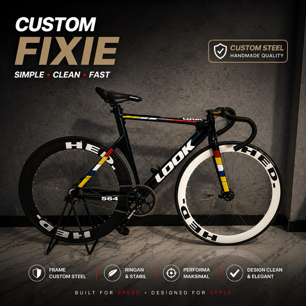 Sepeda Fixie Road bike Full Bike Custom Steel Bisa Riques