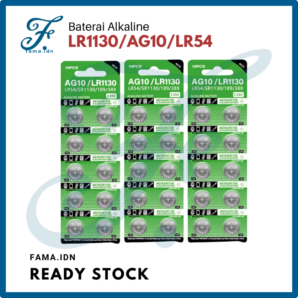 Baterai Kancing Bulat LR1130 AG10 Battery 389 SR54 LR54 SR1130W GP189