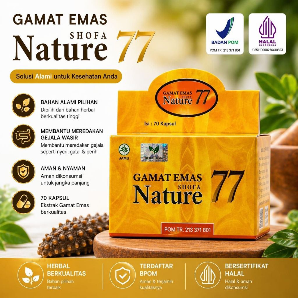 Kapsul Gamat Emas Nature 77 Original kapsul Tripang Gamat Emas isi 70 kapsul