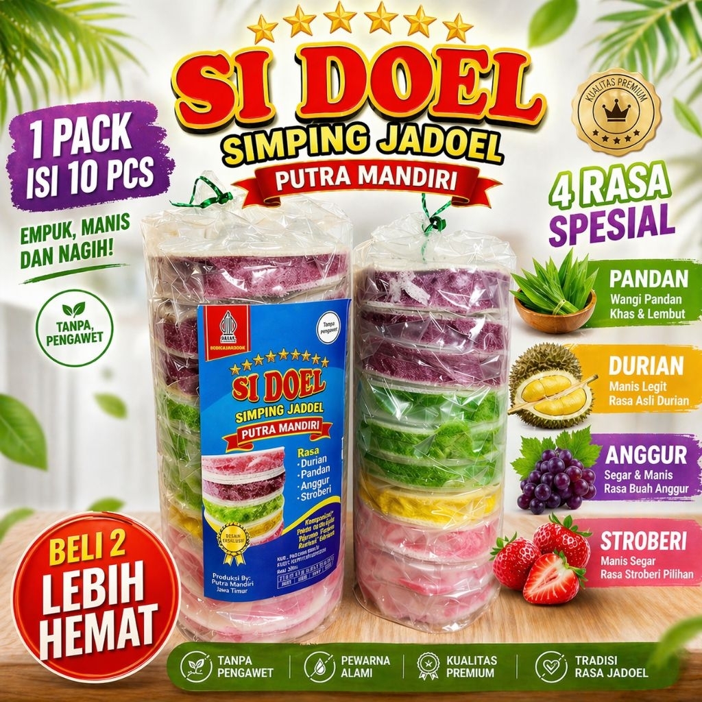 Camilan Manis Simping Jadoel/Rambut Nenek/Arum Manis Opak isi 10 pcs Merk Si Doel